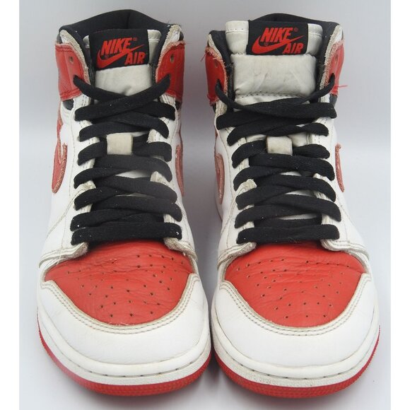 Nike Boys Air Jordan 1 Retro High OG White Red Lace-Up Sneaker Shoes Size 5Y - Picture 2 of 8